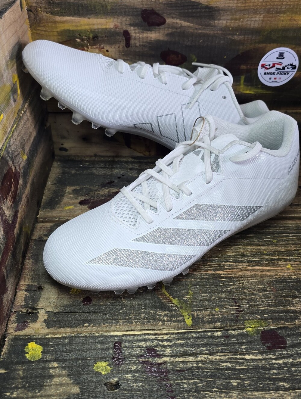 NEW Adidas Men's Sz 10.5 Adizero Electric 2 White Silver Football Cleats IF1903 - Picture 1 of 8